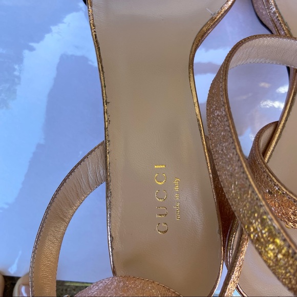 Gucci Marmont Metallic Platform Block Heels - Rose Gold NWOB - Picture 8 of 12